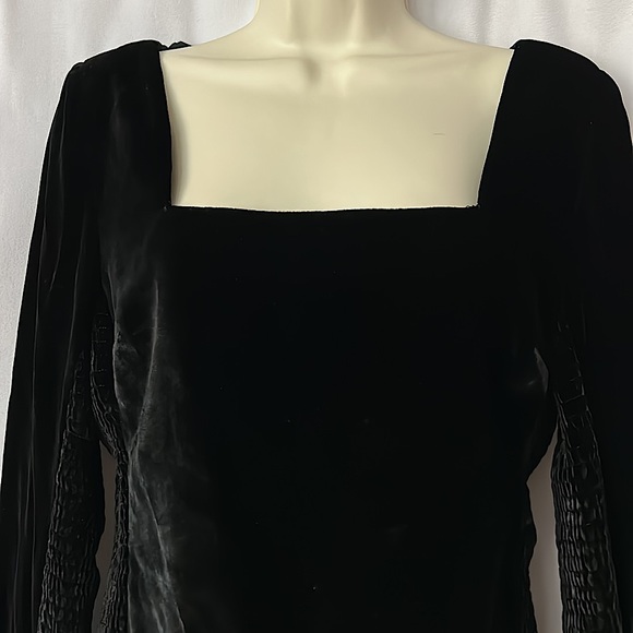 Rebecca Taylor NWT Elegant Black Velvet Long Sleeve Shirt Top **Size 4** 🌺🌺 - Picture 5 of 5